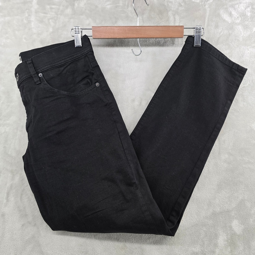 Travis Mathew Jeans Mens 32 Black Slim Straight Stretch Denim Pants